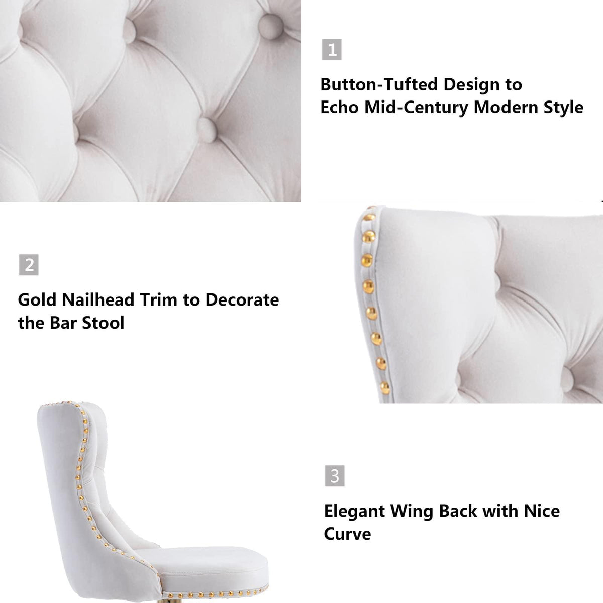 Bar Stools,gas lift, swivel, velvet, Barstool, height adjustable,