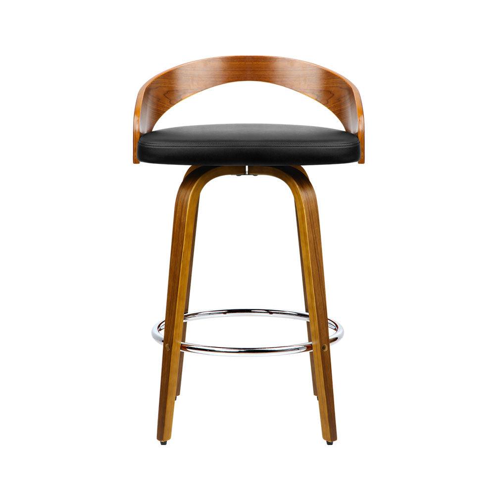 Artiss 2x Bar Stools Swivel Seat Wooden Grey