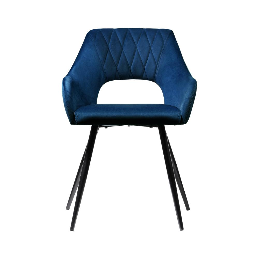 Artiss 1x Dining Chair Armchair Cafe Kitchen Lounge Chairs Velvet Weaving Black main image 1