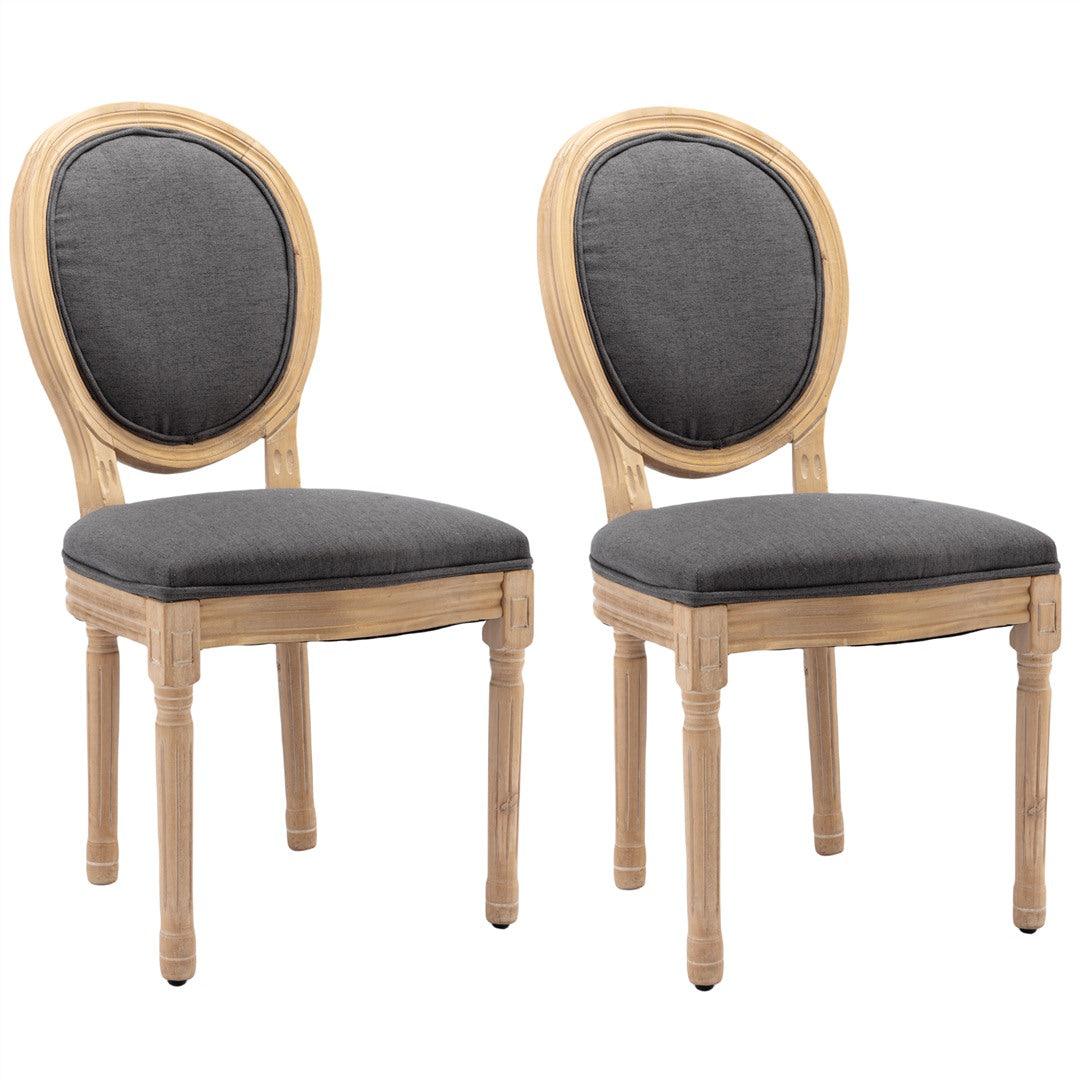 Bono Set of 2 Linen Upholstered Dining Chairs - Grey