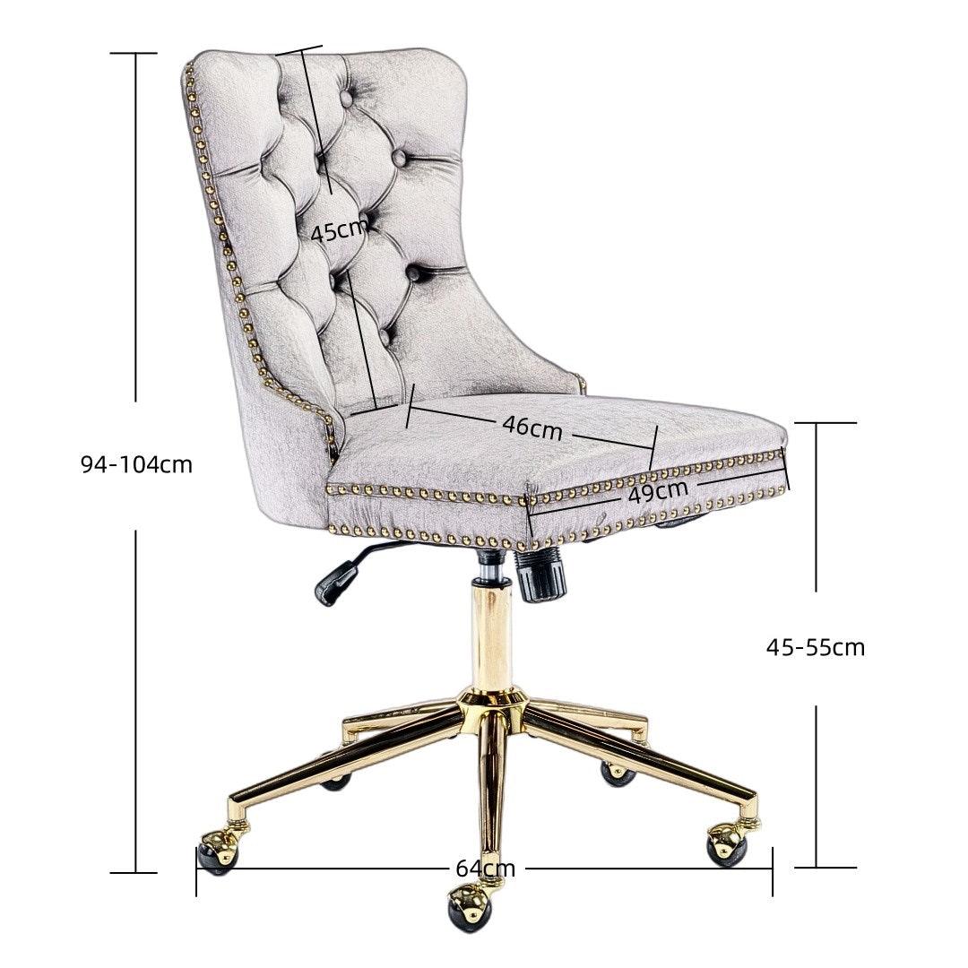 Ameriko Velvet Tufted Home Office Chair -Grey