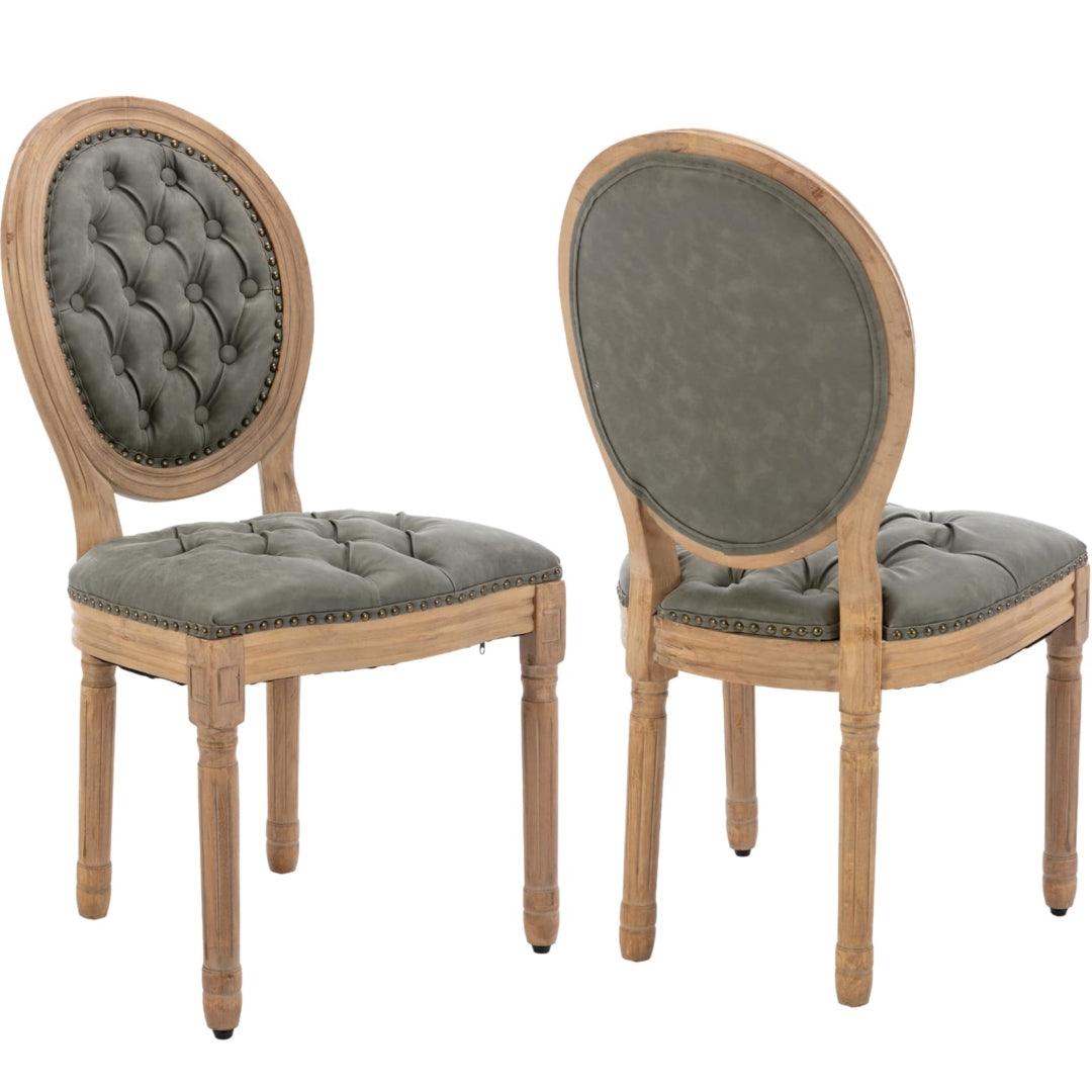 Cesco Set of 2 Faux Leather Tufted Upholstered Dining Chairs - Pine Green