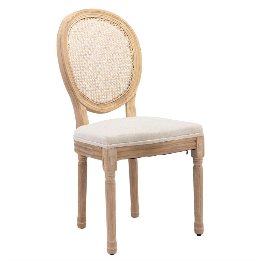 Dino Set of 2 Rattan Upholstered Dining Chairs - Beige