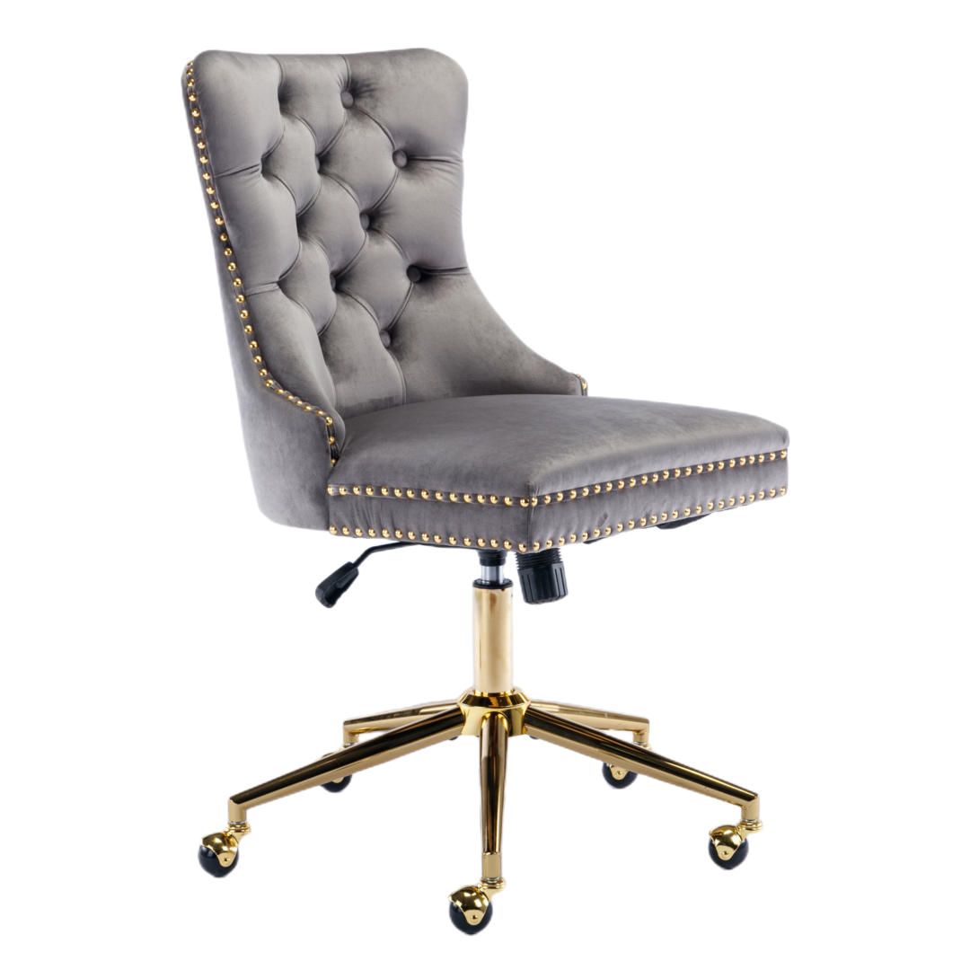 Ameriko Velvet Tufted Home Office Chair -Grey