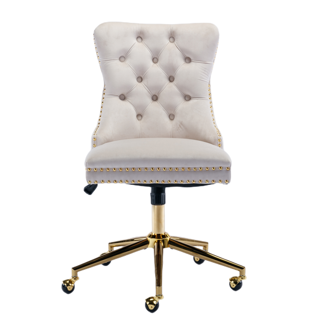 Ameriko Velvet Tufted Home Office Chair -Beige