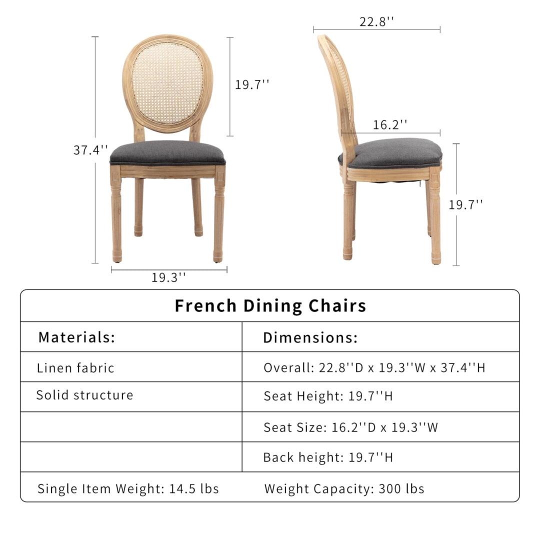 Dino Set of 2 Rattan Upholstered Dining Chairs - Grey