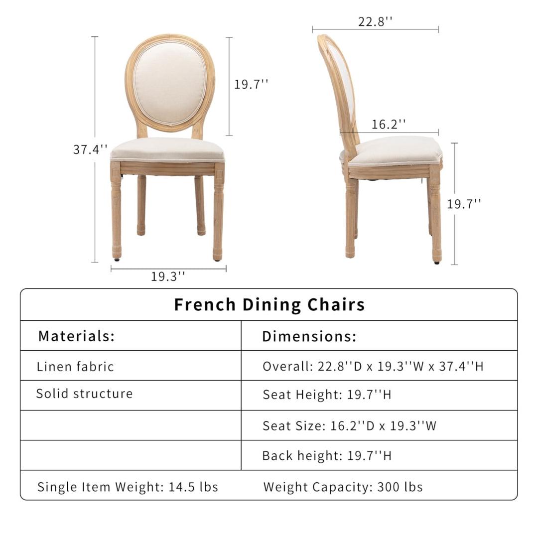 Bono Set of 2 Linen Upholstered Dining Chairs - Beige