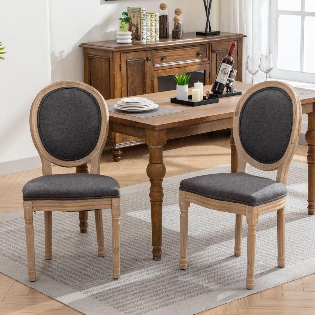 Bono Set of 2 Linen Upholstered Dining Chairs - Grey