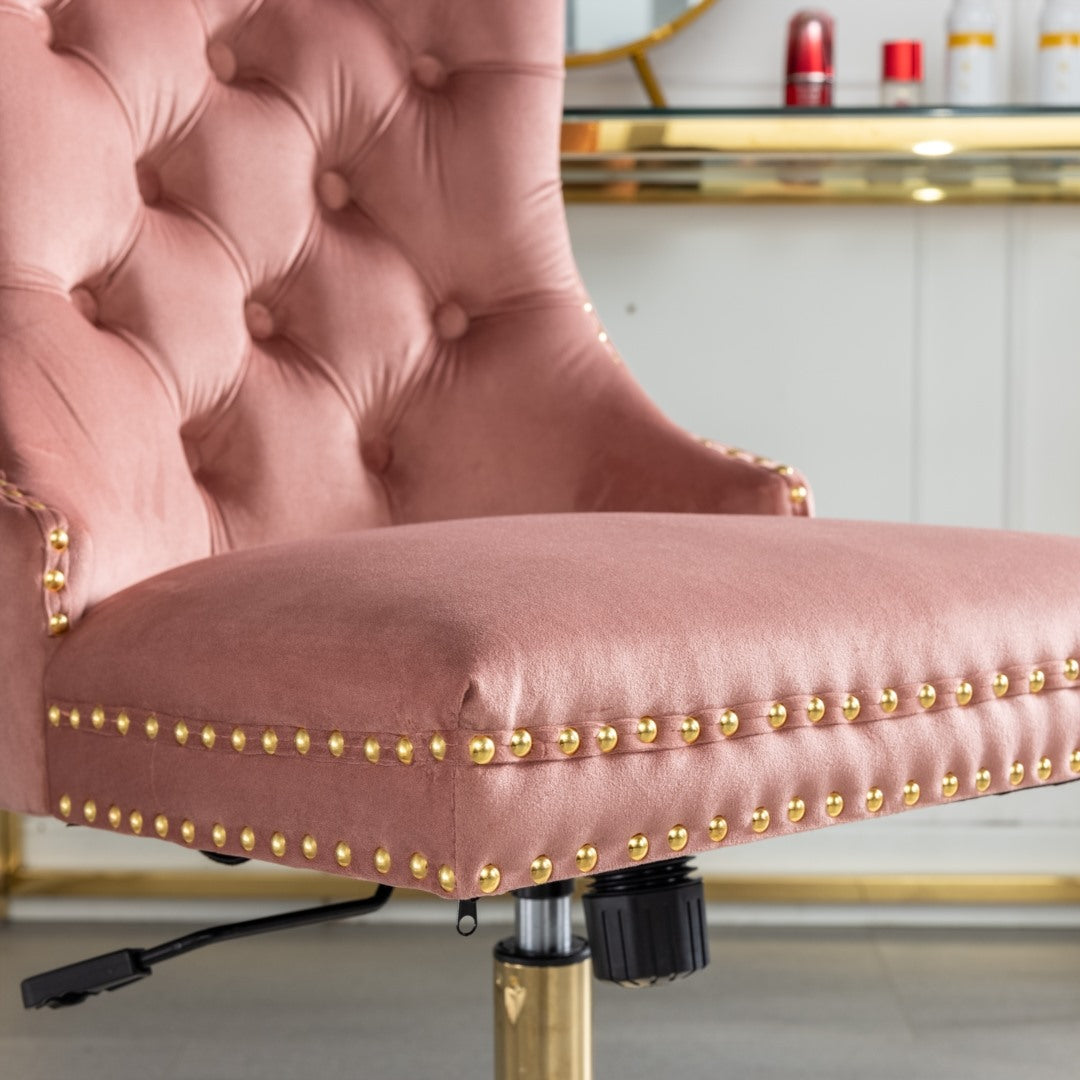 Ameriko Velvet Tufted Home Office Chair -Pink