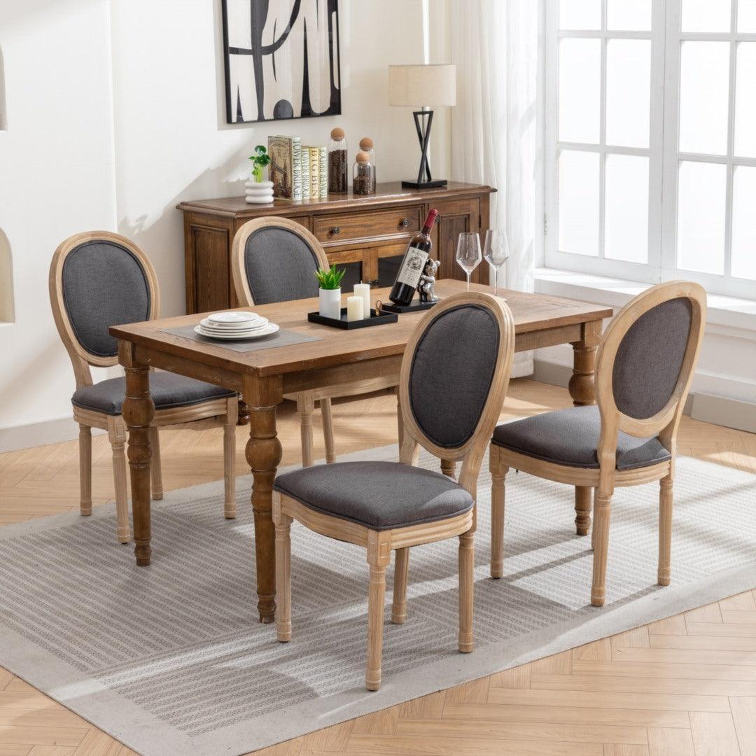 Bono Set of 2 Linen Upholstered Dining Chairs - Grey