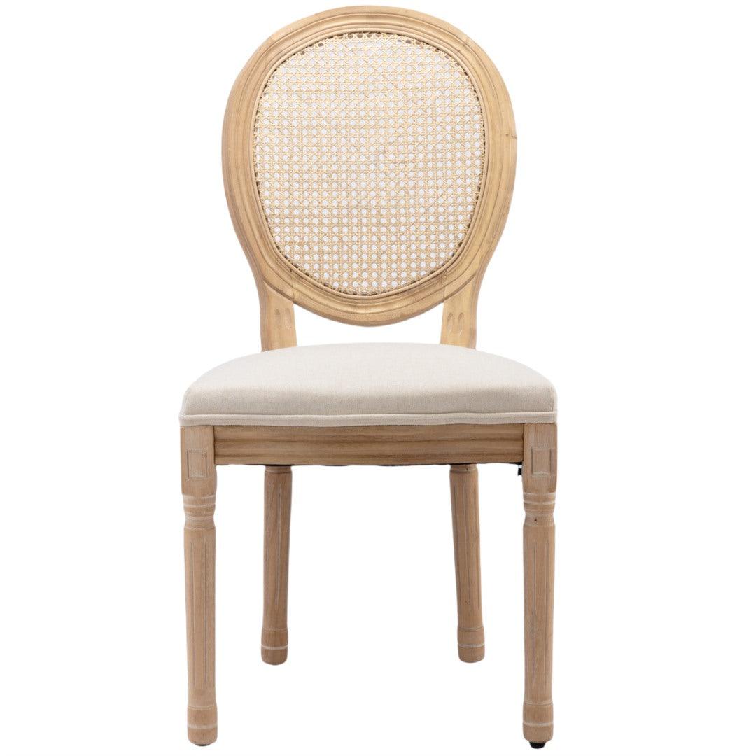 Dino Set of 2 Rattan Upholstered Dining Chairs - Beige