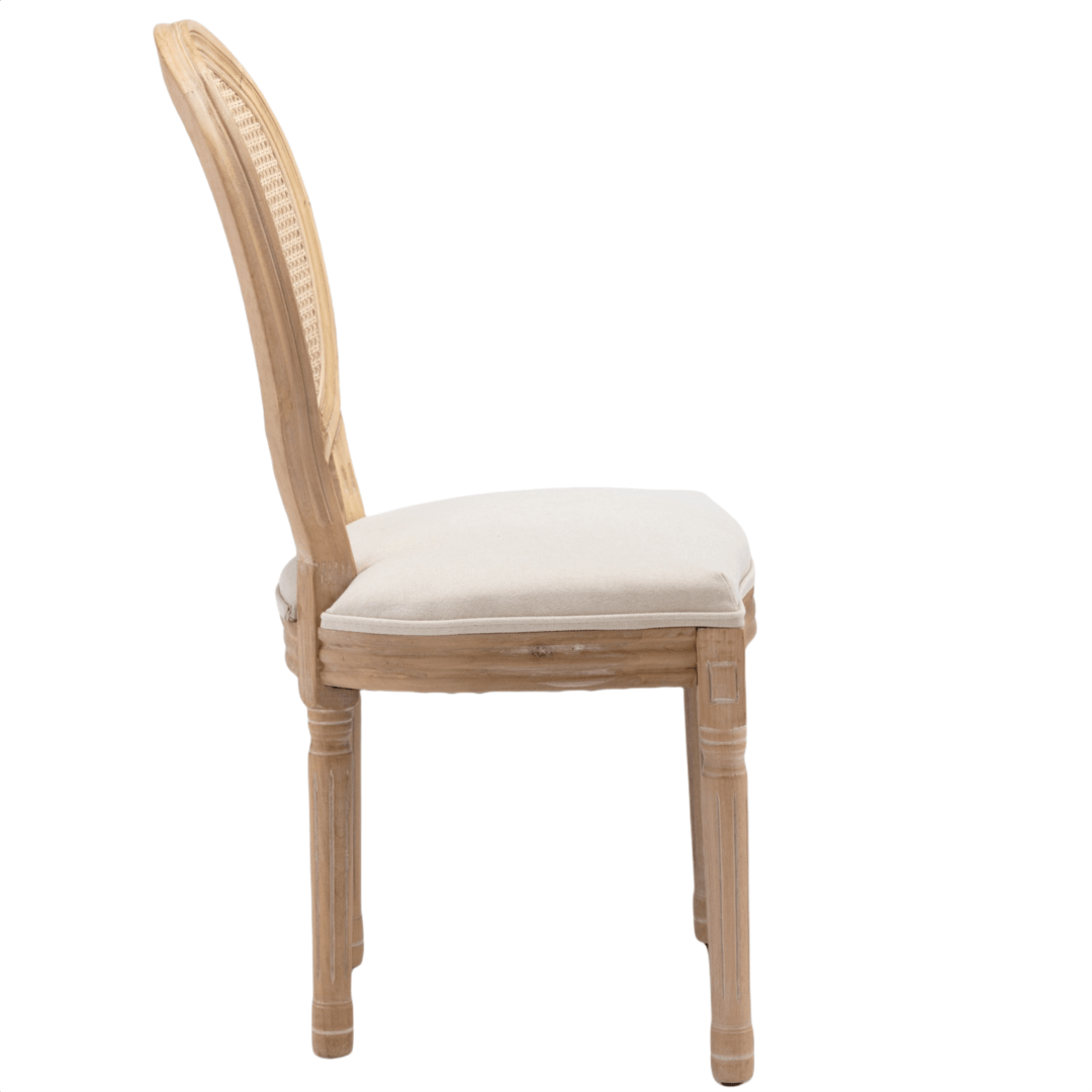 Dino Set of 2 Rattan Upholstered Dining Chairs - Beige