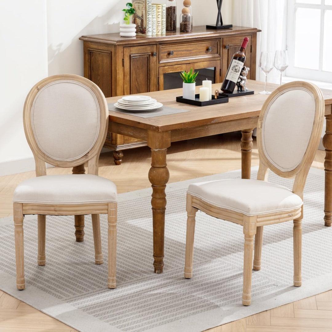 Bono Set of 2 Linen Upholstered Dining Chairs - Beige