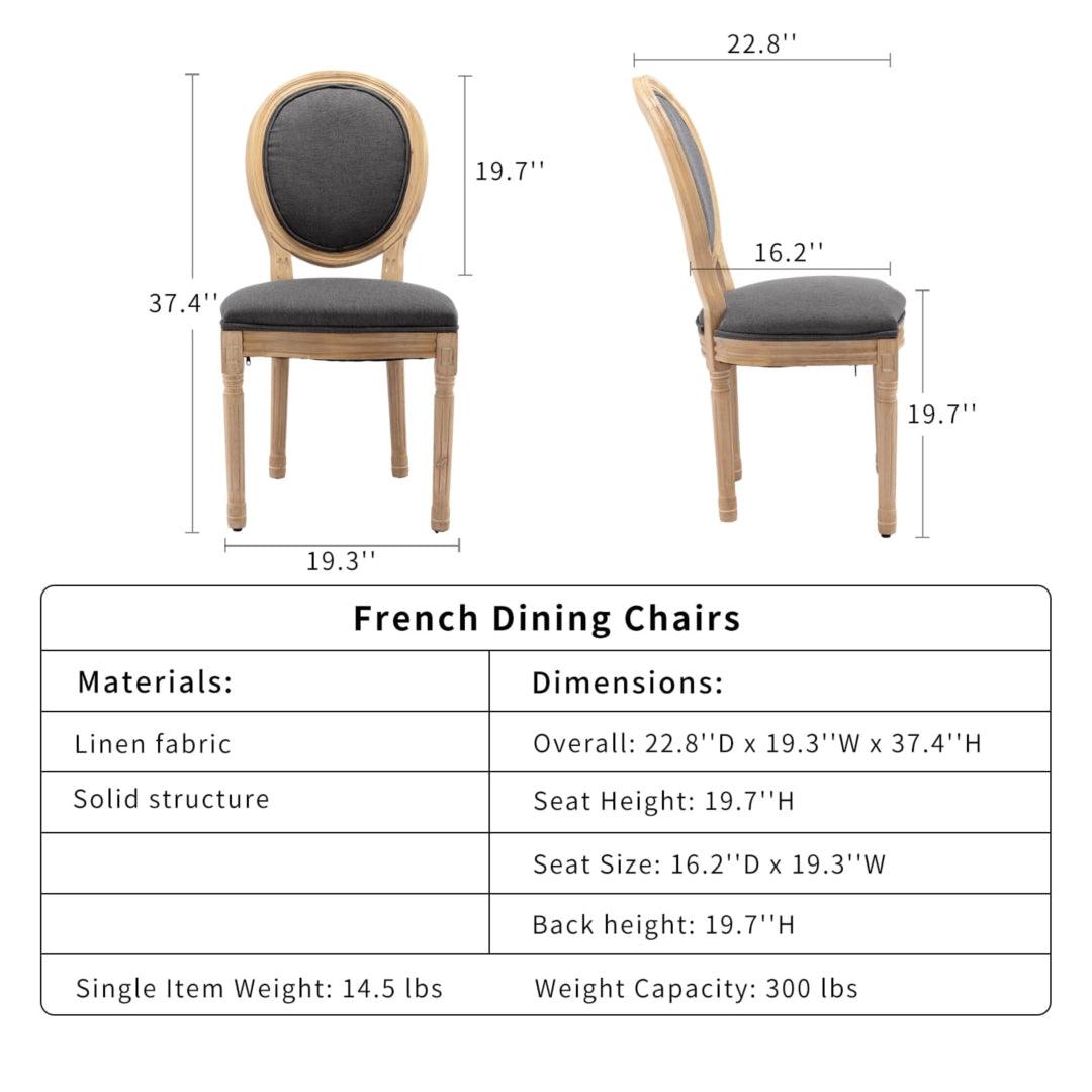 Bono Set of 2 Linen Upholstered Dining Chairs - Grey