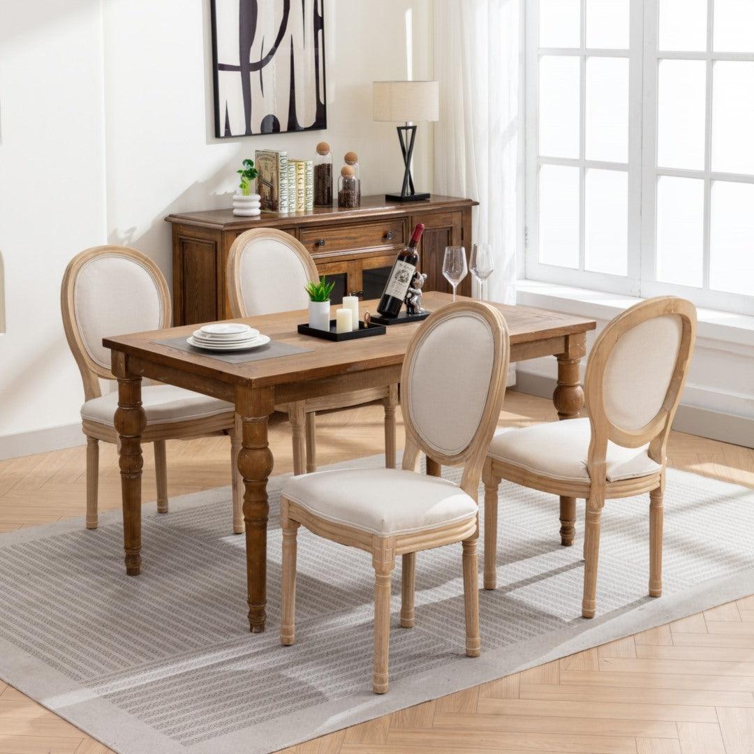 Bono Set of 2 Linen Upholstered Dining Chairs - Beige