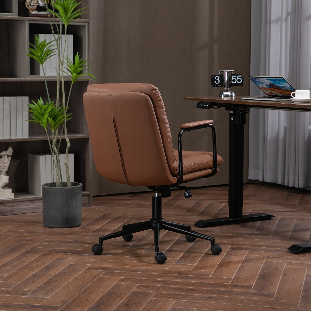 Alldo Faux Leather Office Chair -Brown