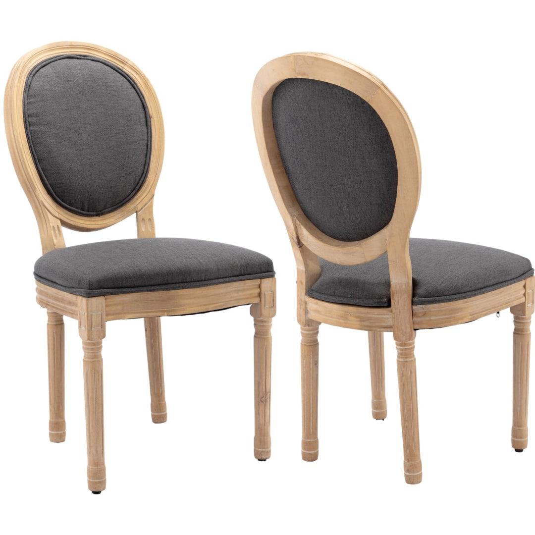 Bono Set of 2 Linen Upholstered Dining Chairs - Grey