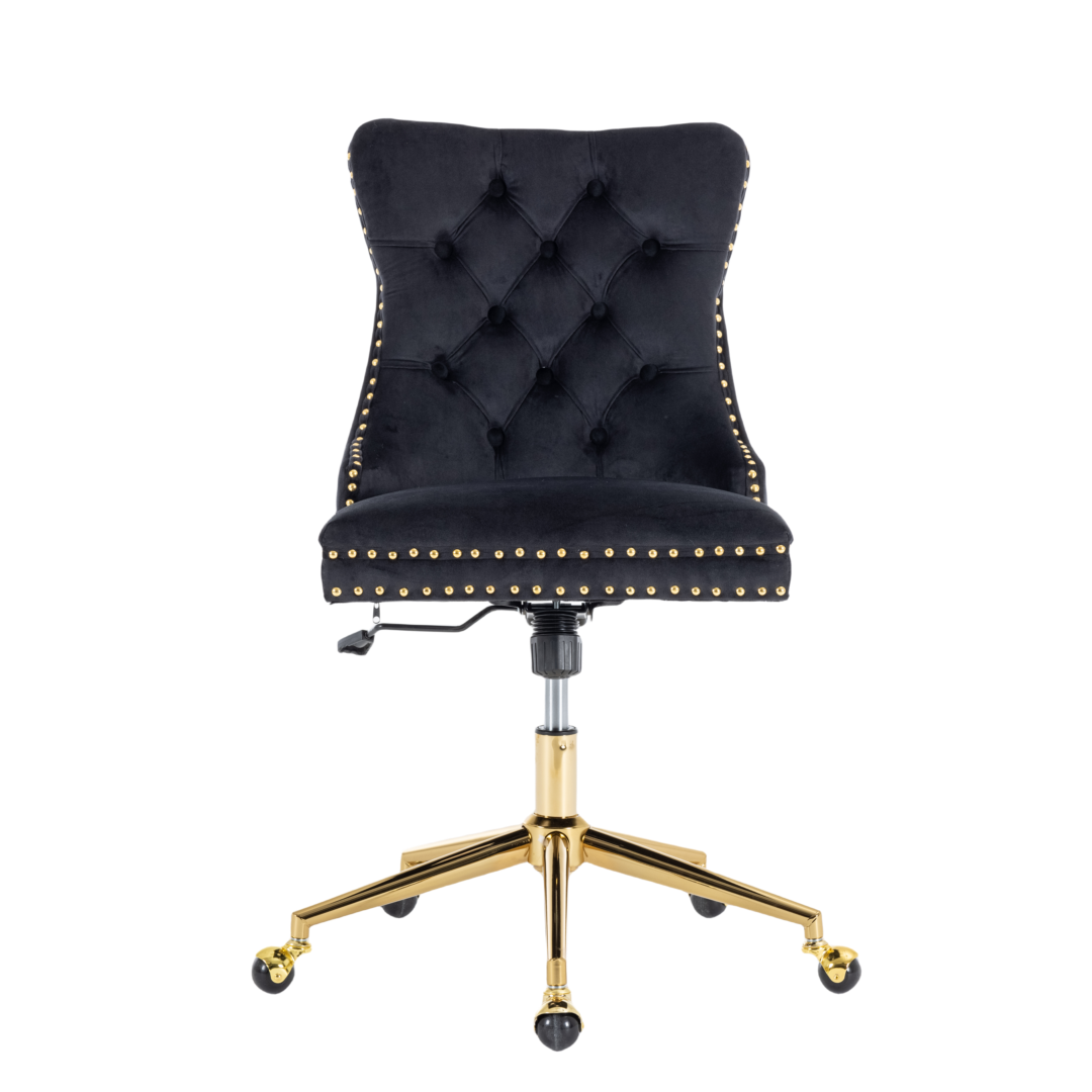Ameriko Velvet Tufted Home Office Chair -Black