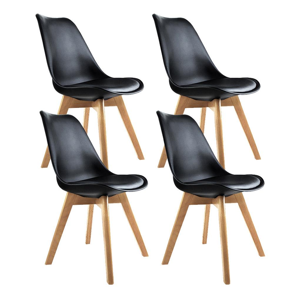 Artiss Dining Chairs Set of 4 Leather Plastic DSW Replica Wooden Black