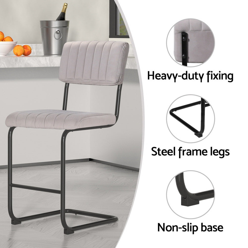 Artiss 4x Bar Stools Velvet Chairs Grey