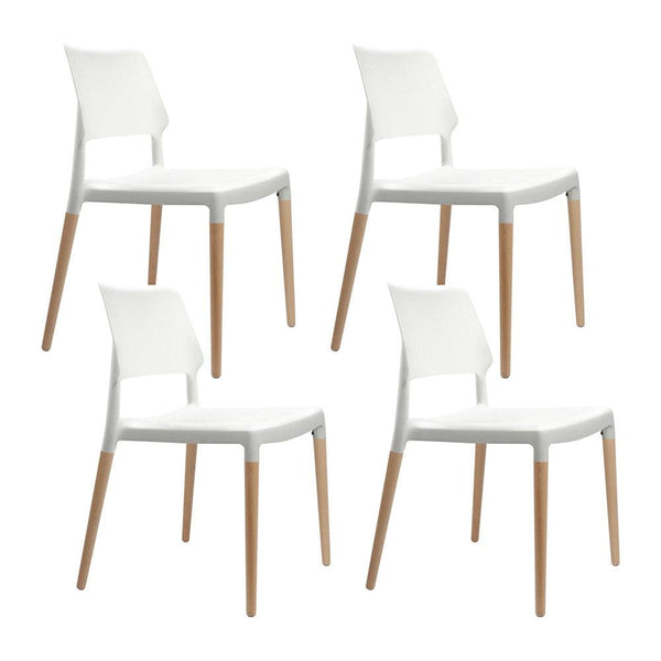 Artiss Dining Chairs Set of 4 Plastic Wooden Stackable White