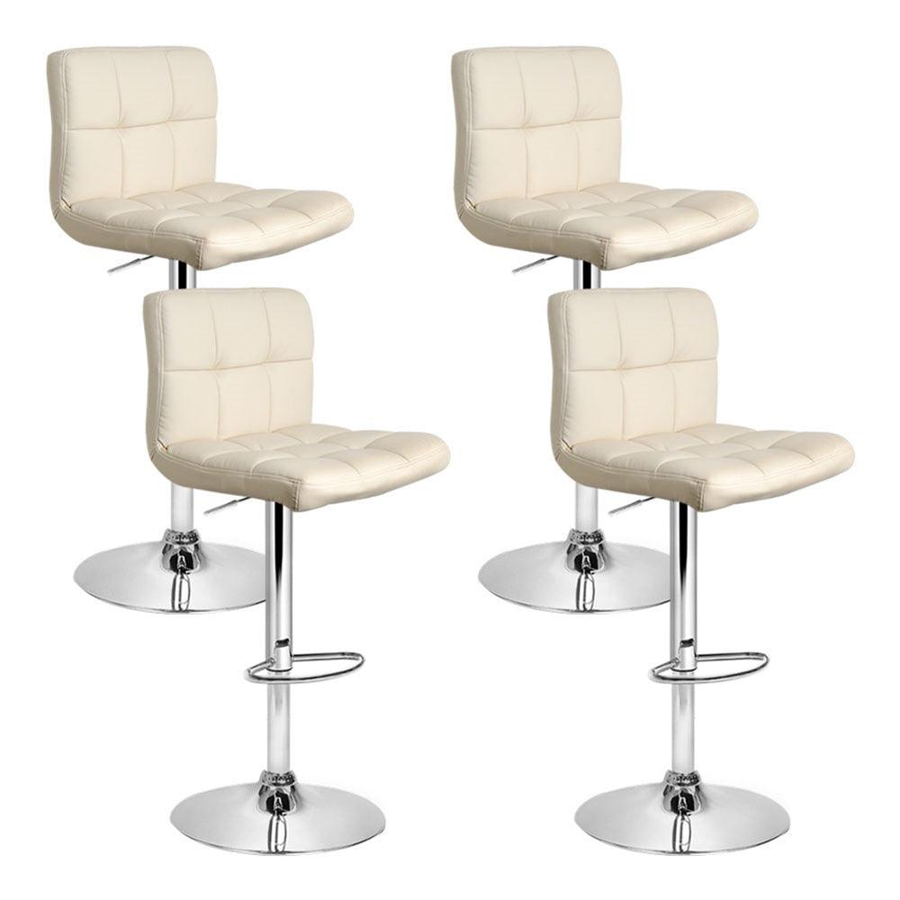 Artiss 4x Bar Stools Leather Gas Lift Beige