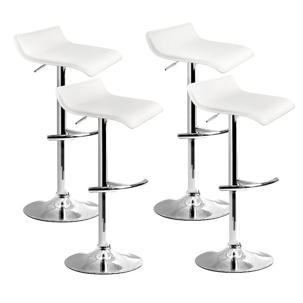 Artiss 4x Bar Stools Adjustable Gas Lift Chairs White