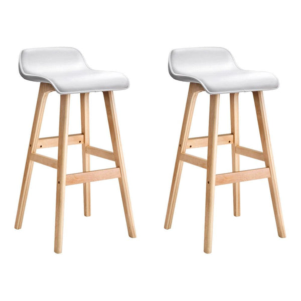 Artiss 2x Bar Stools Wooden Stool White