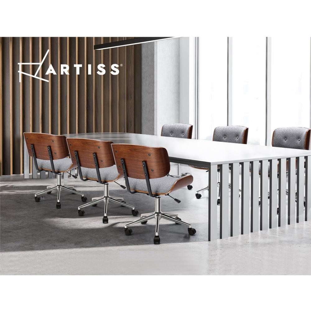 Artiss Wooden Office Chair Fabric Seat Grey