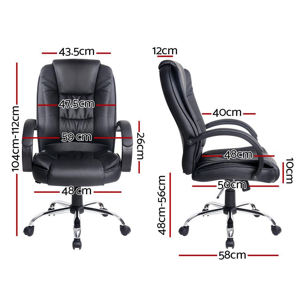 Artiss Executive Office Chair Leather Tilt Black