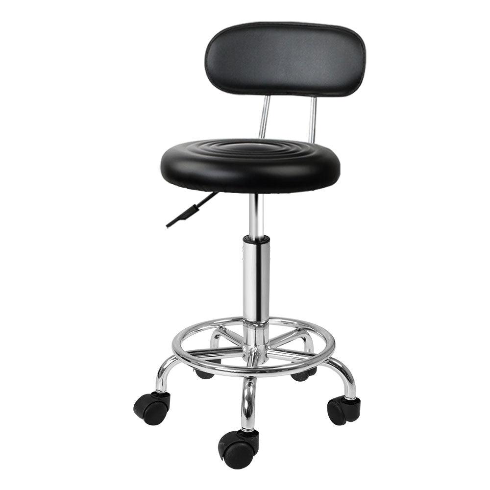 Artiss Salon Stool Swivel Chair Backrest Black