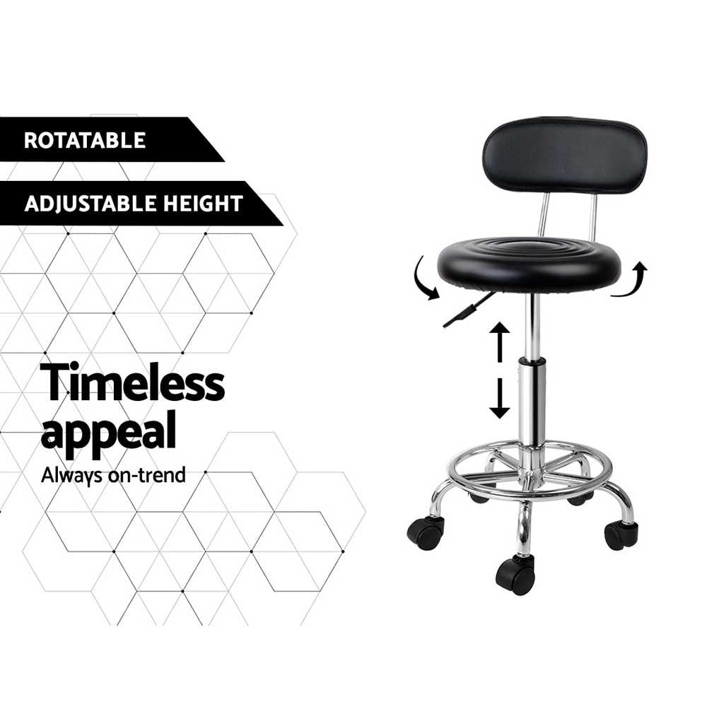 Artiss Salon Stool Swivel Chair Backrest Black