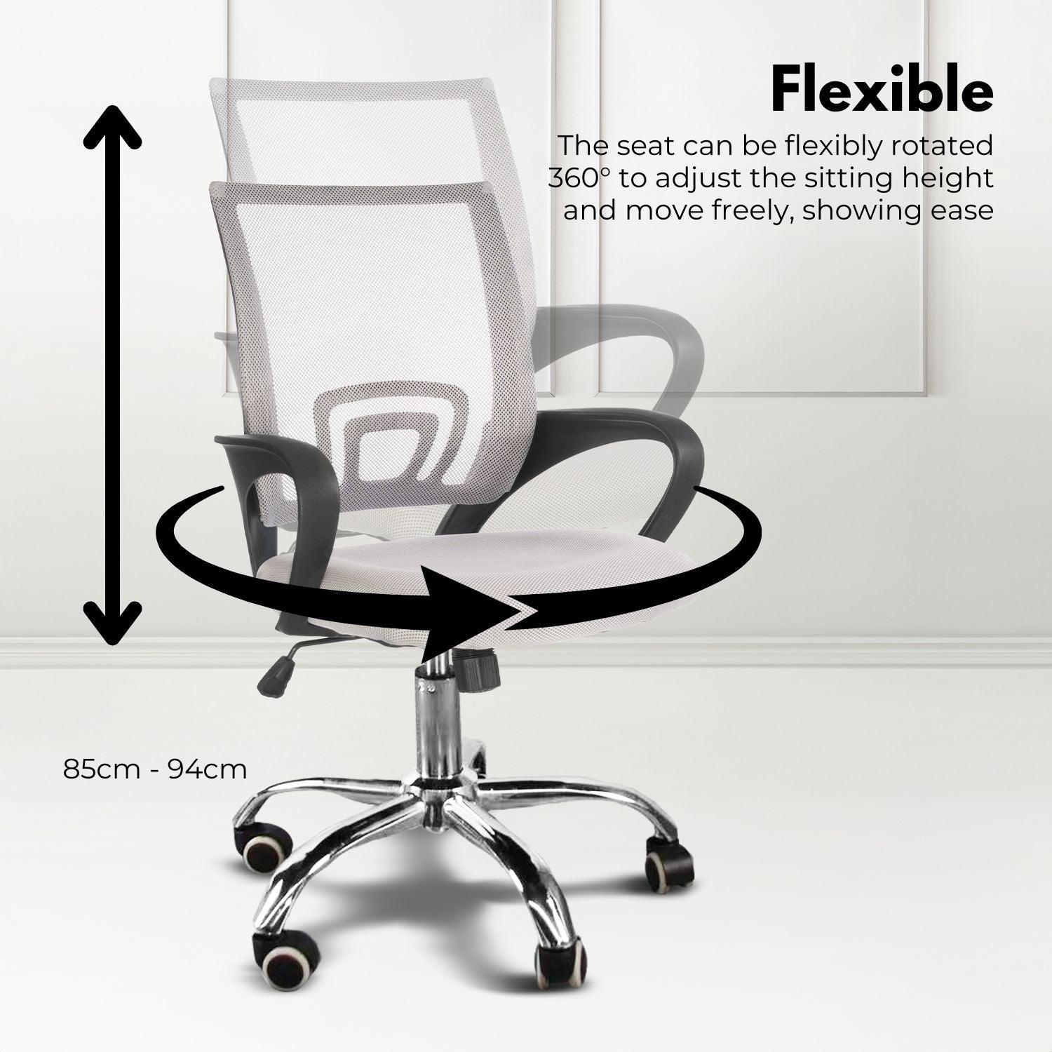 EKKIO Ergonomic Office Chair with Breathable Mesh Design and Lumbar Back Support (Grey)