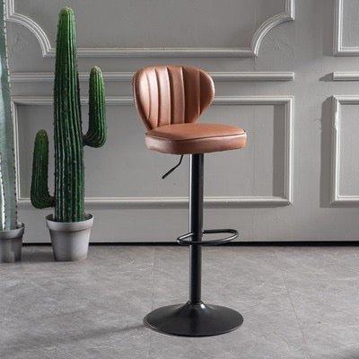 Bar Stools Kitchen Bar Stool Leather Barstools Swivel Gas Lift Counter Chairs x2 BS8405 Black