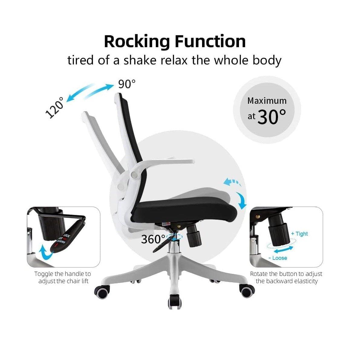 SIHOO M76 Ergonomic Office Chair Swivel Desk Chair Height Adjustable Mesh Back Computer Chair with Lumbar Support, 90° Flip-up Armrest Grey