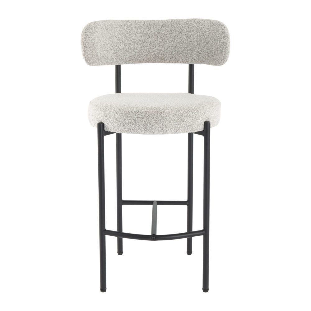 Sleek White Metal Boucle Elsa Bar Stools