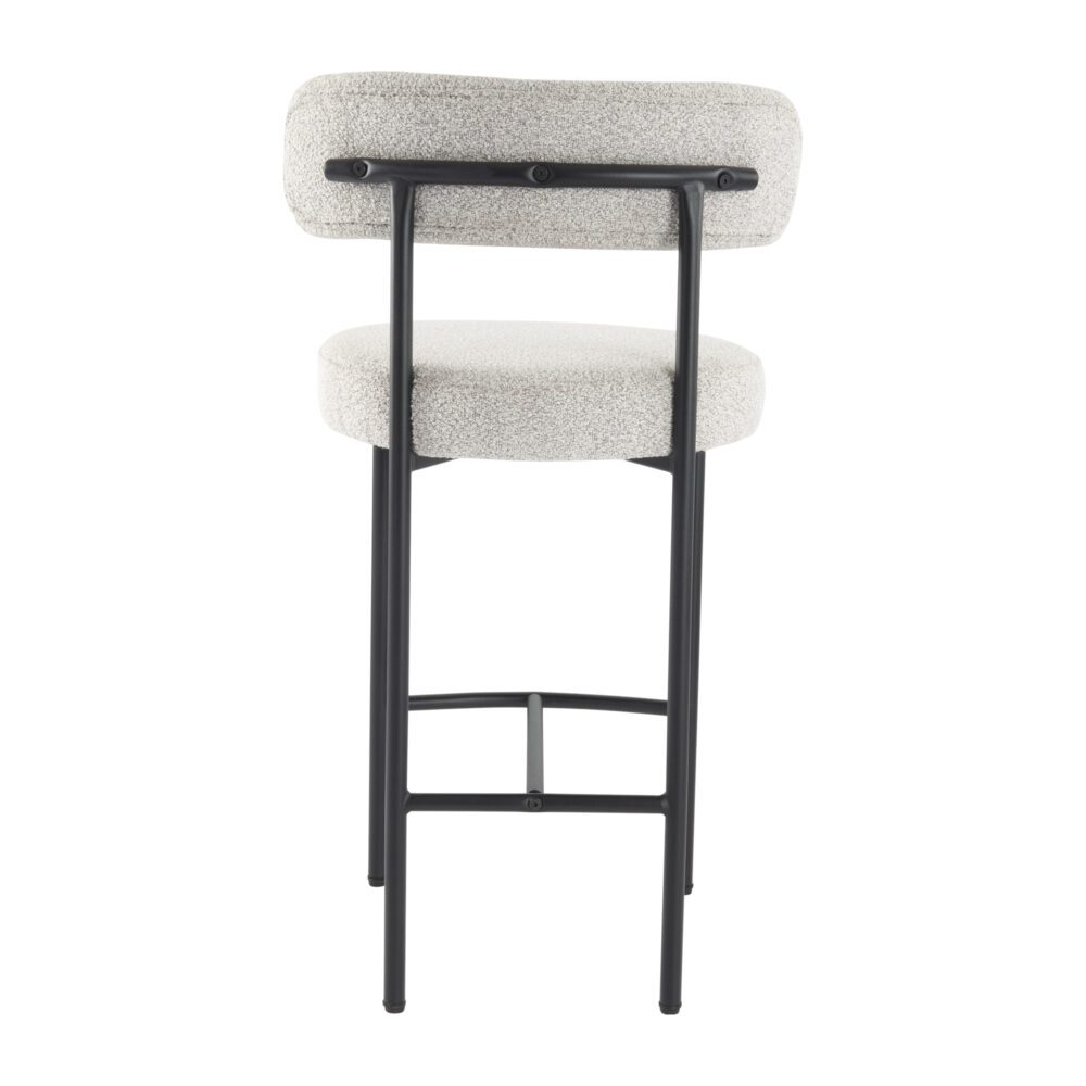 Sleek White Metal Boucle Elsa Bar Stools