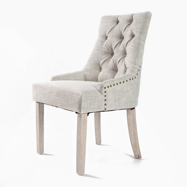 French Provincial Dining Chair Oak Leg AMOUR CREAM