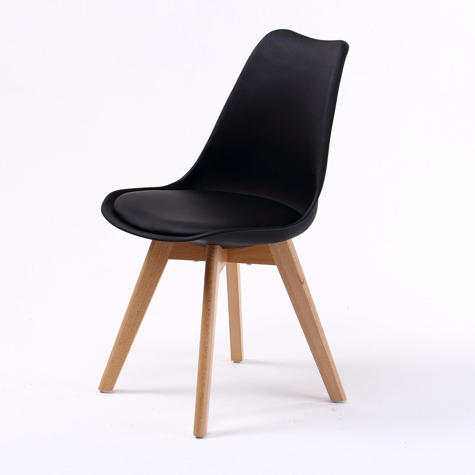 4X Retro Dining Chair Padded Seat BLACK