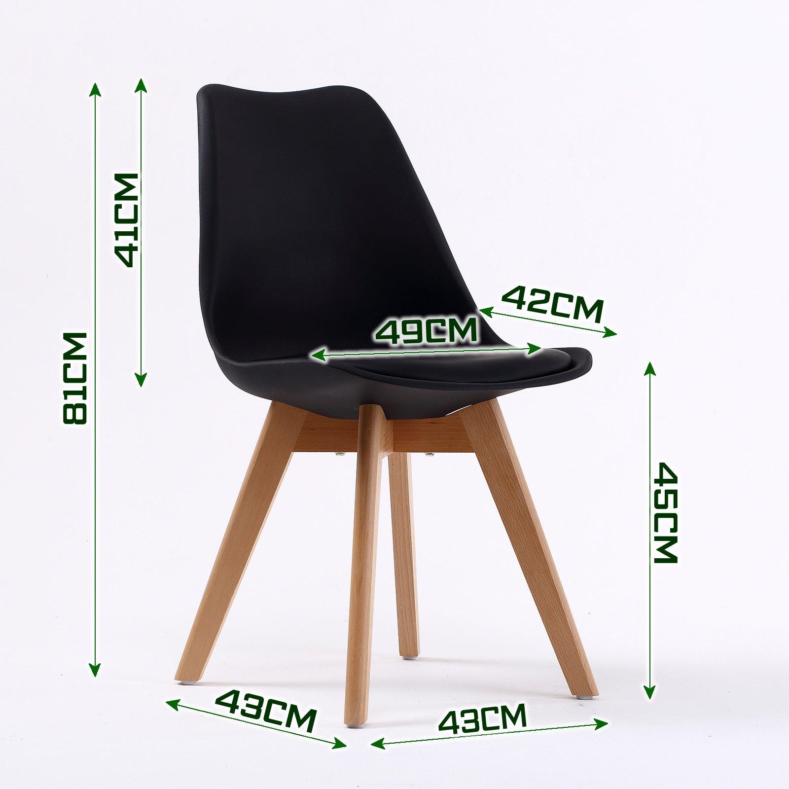 4X Retro Dining Chair Padded Seat BLACK