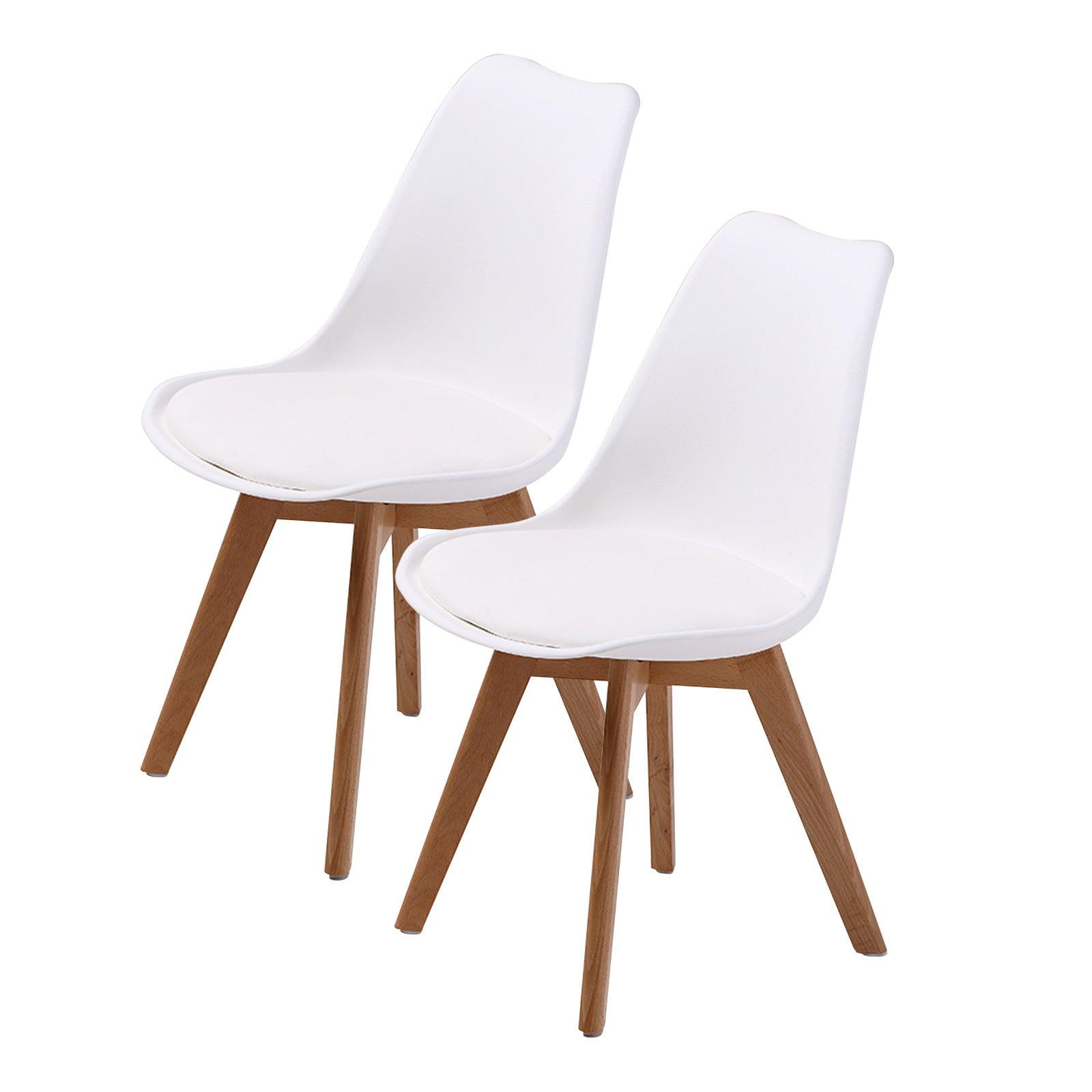 2X Retro Dining Chair Padded Seat WHITE