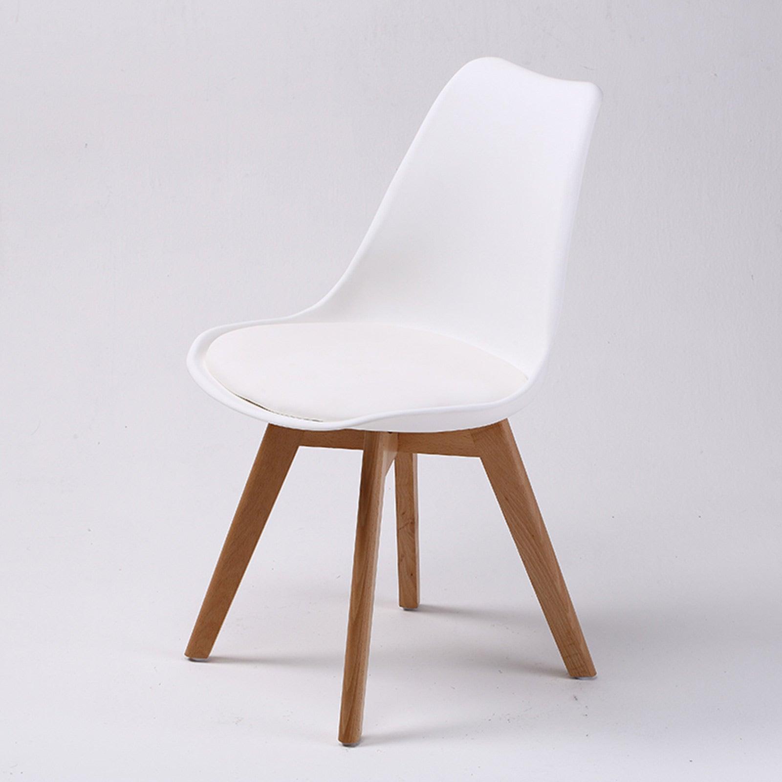 2X Retro Dining Chair Padded Seat WHITE