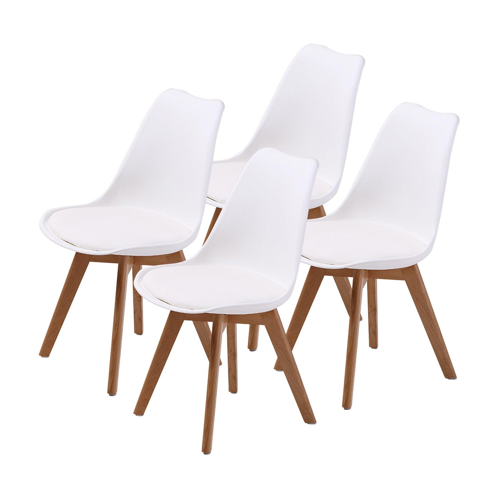 4X Retro Dining Chair Padded Seat WHITE