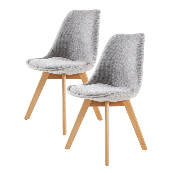 2X Retro Dining Chair Padded Seat GREY