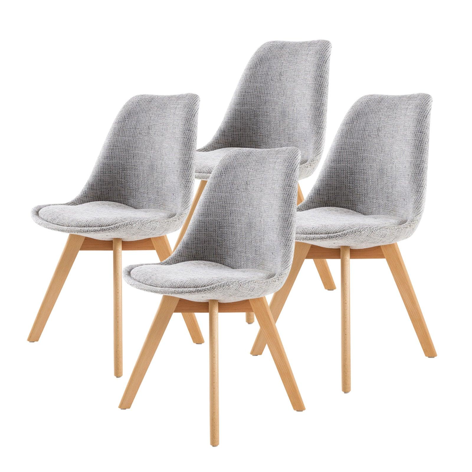 4X Retro Dining Chair Padded Seat GREY