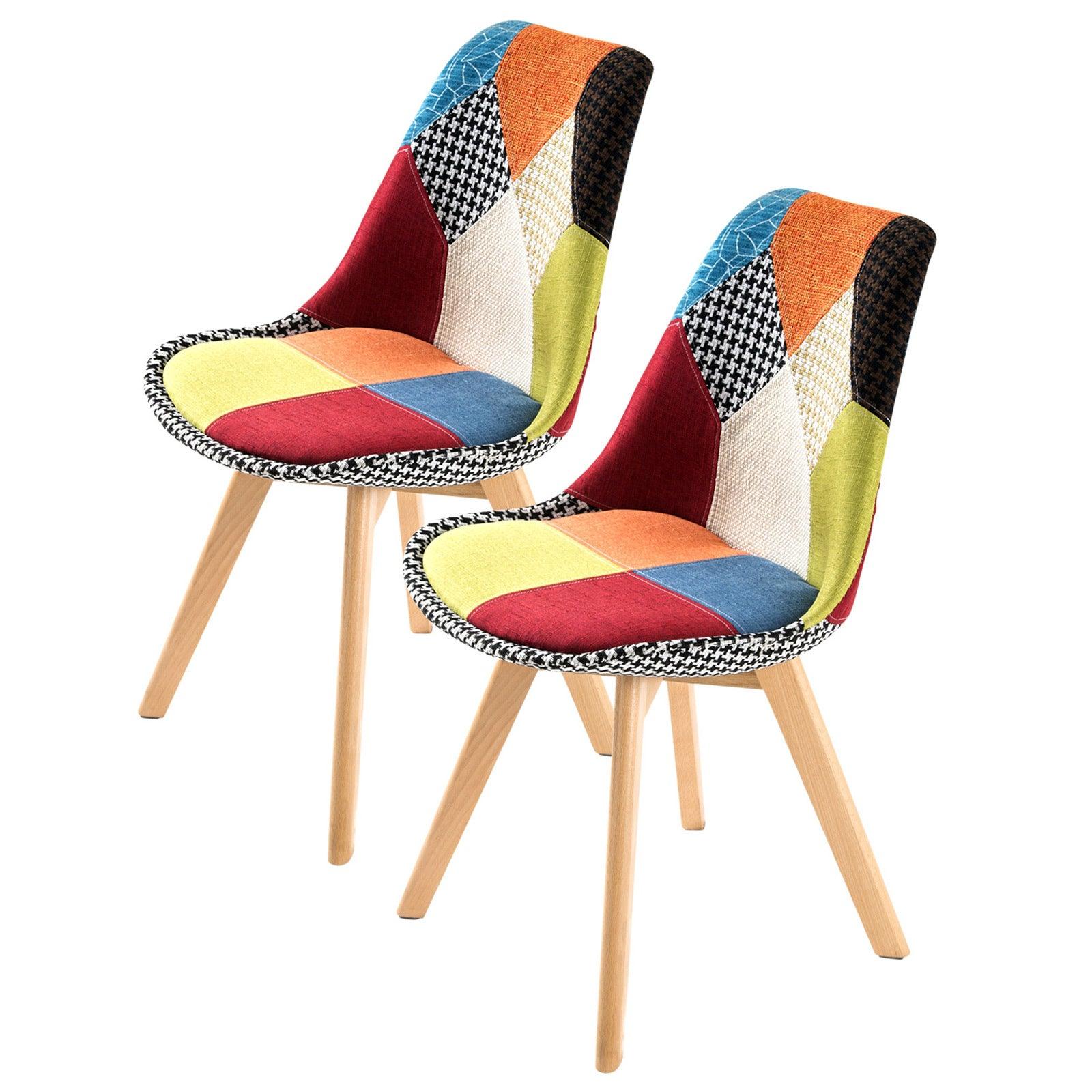 2X Retro Dining Chair Padded Seat MULTI COLOUR