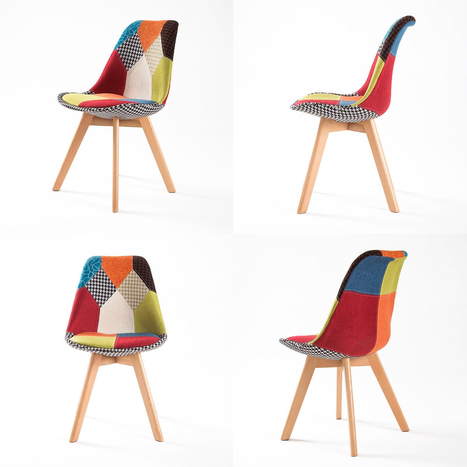 2X Retro Dining Chair Padded Seat MULTI COLOUR