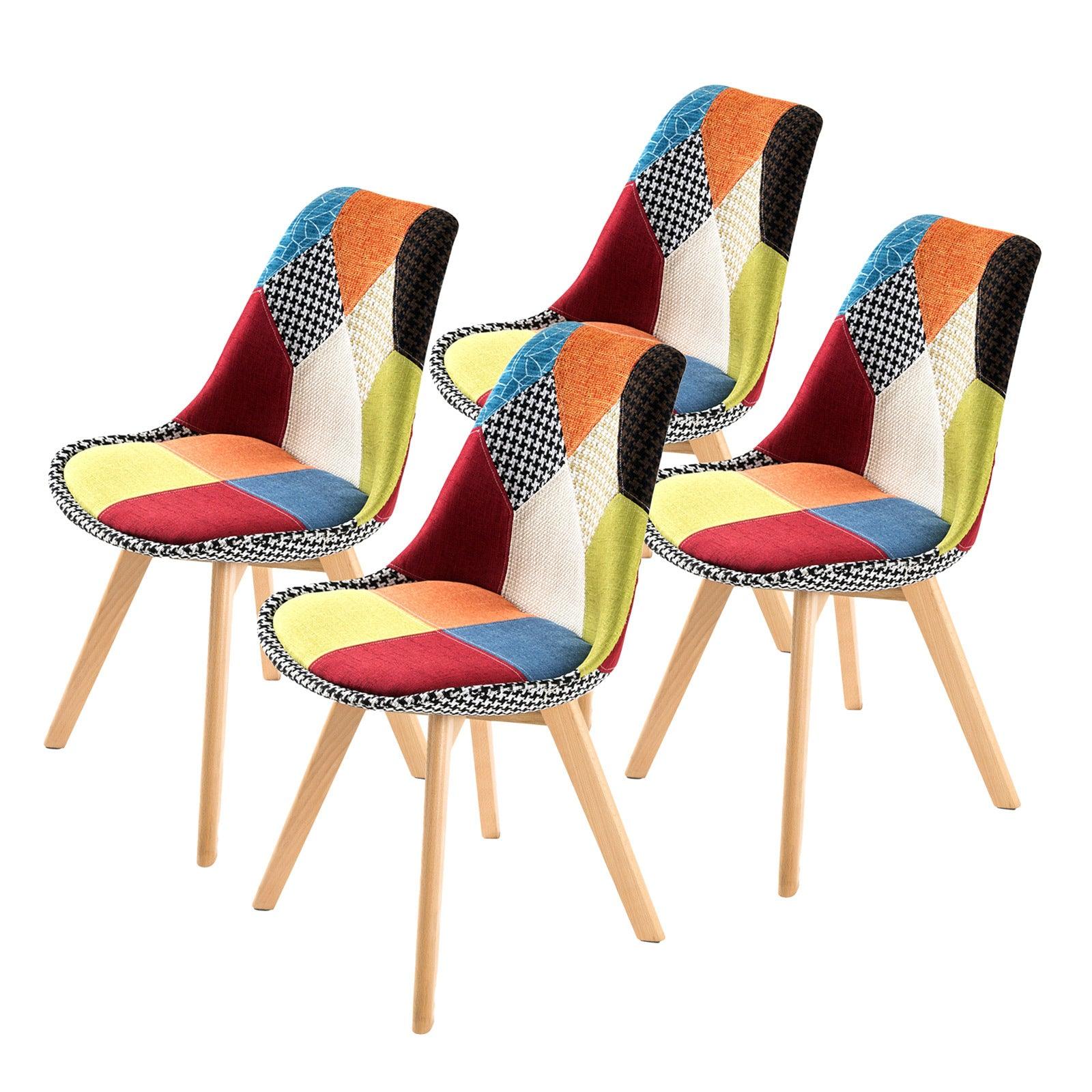 4X Retro Dining Chair Padded Seat MULTI COLOUR