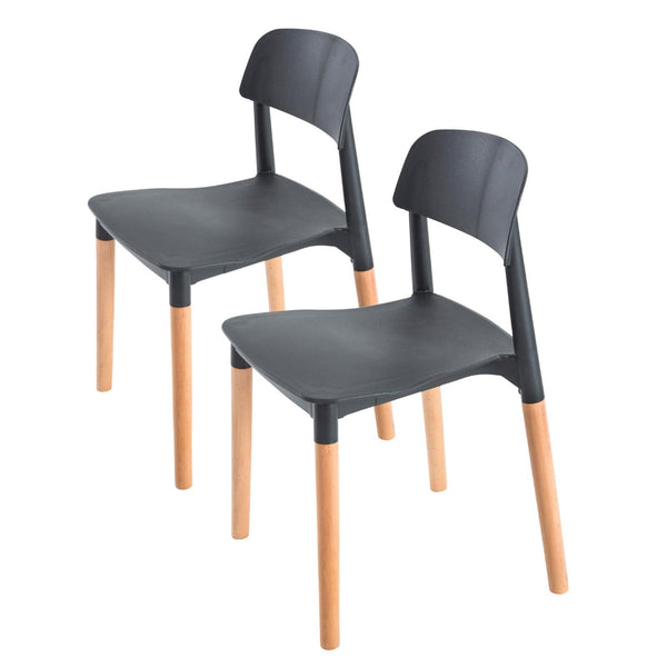 2X Retro Belloch Stackable Dining Chair BLACK