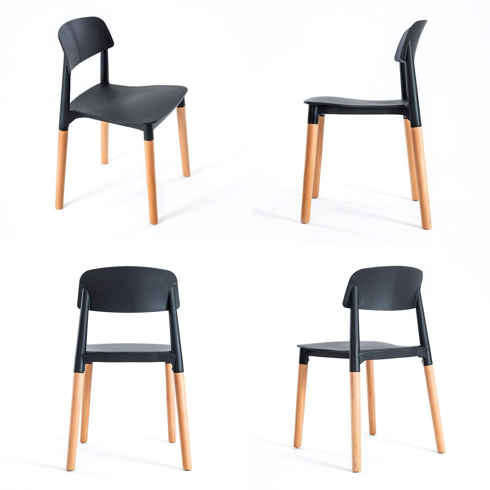 2X Retro Belloch Stackable Dining Chair BLACK